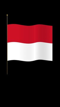 Monaco flag waving animation on transparent background, loopable motion graphic