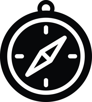 Compass Icon &ndash; Black glyph Vector Illustration Isolated on White Background. Editable Vector for UI, App, Web, Print