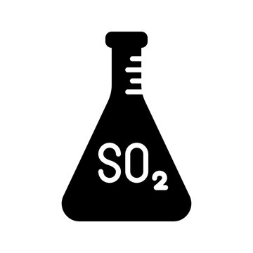Sulphur dioxide icon. Healthcare and allergy filled symbol. Black and white.