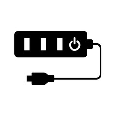 Fototapeta premium Usb hub icon. Technology and computer peripheral filled symbol. Black and white.
