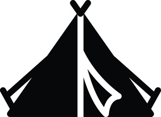 Tent icon – Black glyph Vector Illustration Isolated on White Background. Editable Vector for UI, App, Web, Print © ibrahim nuruz