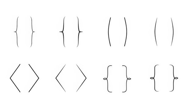 Set of Calligraphic Brackets and Braces Vector Illustration for Graphic Design and Typogra
