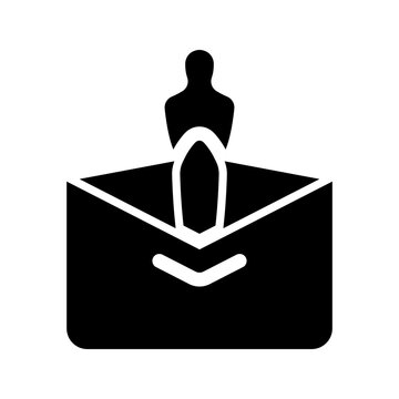 Award nomination icon. Entertainment and film awards filled symbol. Black and white.