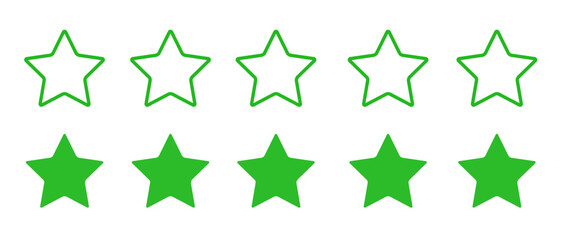 Fototapeta premium green five star customer review rating solid and outline 5 stars rate icon vector illustration