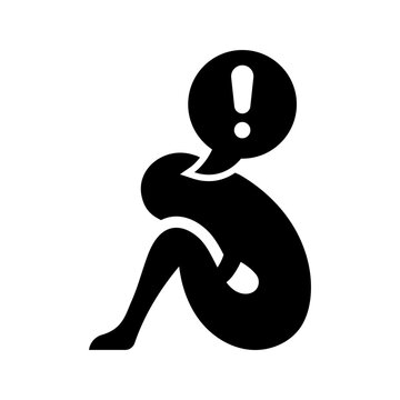 Introvert person icon. Healthcare and mental health filled symbol. Black and white.