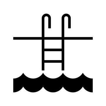 Swimming pool icon. Sports and swimming pool line and filled symbol. Black and white.