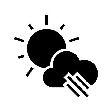 Sun shower icon. Science and weather filled symbol. Black and white.