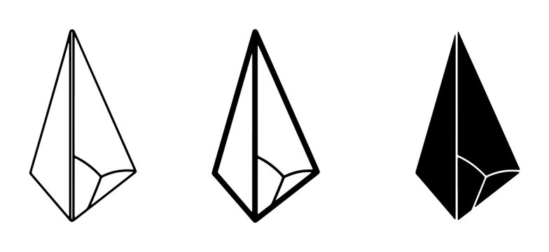 Geometric Pyramid Icons, 3D Shapes, Abstract Forms, Vector Graphics, Black and White
