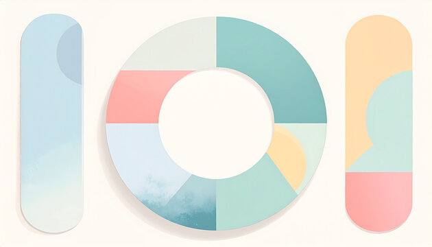 Abstract geometric pastel shapes on white