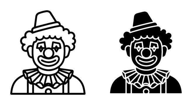 Clown Icons, Circus Character Vector Art, Funny Performer Graphics, Entertainment Symbols