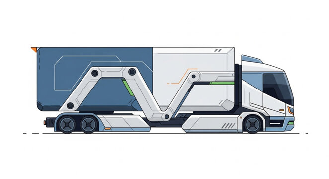 Modern Roll Off Truck with Hydraulic Arm and Container.