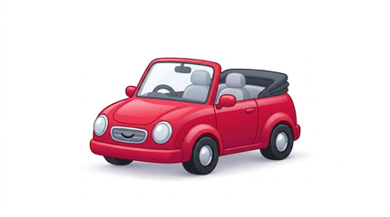 Fototapeta premium Red Convertible Car Illustration Isolated on White.