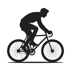 Naklejka premium silhouette of a man riding a bicycle on white background