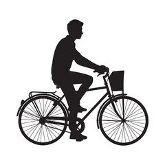 Obraz premium silhouette of a man riding a bicycle with a basket