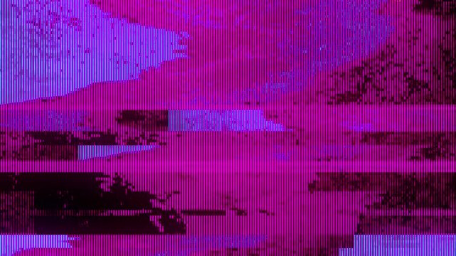 Abstract Neon Pink Glitch Art Background with Digital Data Corruption and Vertical Scanning Lines. Perfect for cyberpunk-themed designs, gaming backgrounds, technology presentations, creative overlays