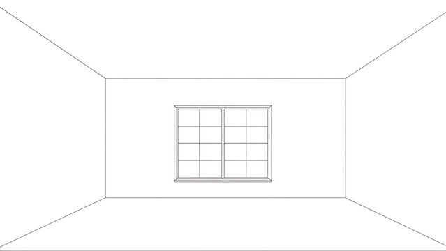 Simple room interior with grid window.