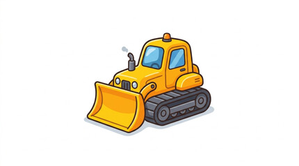 Yellow bulldozer cartoon illustration isolated on white background. © Cakung