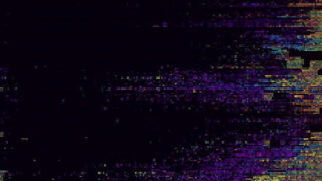 Abstract Dark Glitch Background with Neon Pixel Noise and Copy Space for Digital Technology Design. ideal for website banners, tech presentations, futuristic posters, creative overlays.