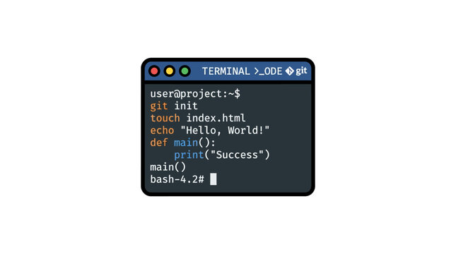 Computer terminal screen with code.