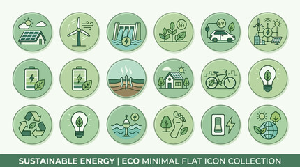 Fototapeta premium Eco Minimal Flat Icon Collection Symbols.