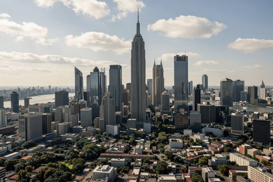 Downtown Manhattan Skyline with Empire State Building at Daytime