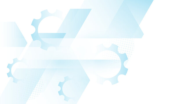 Abstract technology gear background with geometric shapes and blue gradient minimal design