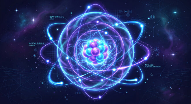 Futuristic Atomic Structure Illustration