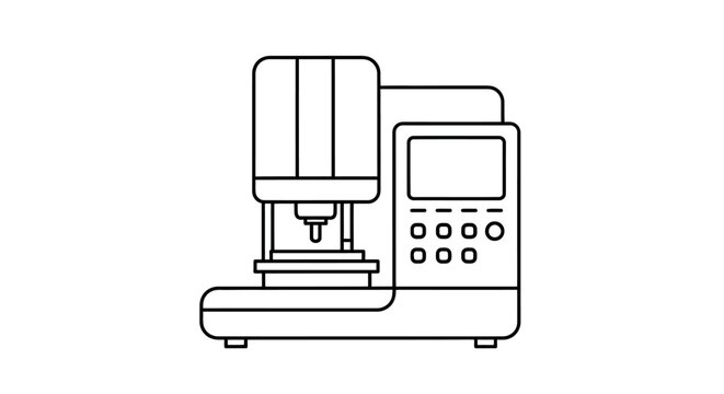 Laboratory Viscometer Machine Line Art Icon, Scientific Equipment