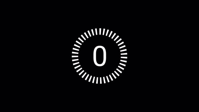 3 Second countdown timer animation video. 3 to 1 countdown video with transparent background with alpha channel.
