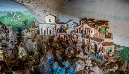 Fototapeta premium Itri, Lazio. The sanctuary of the Madonna della Civita. The Nativity Scene