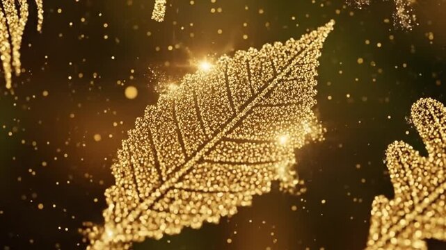 Golden Leaves Abstract Background Animation for Autumn Season.
