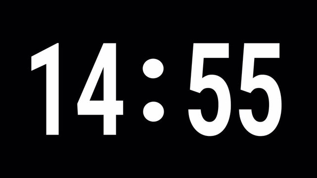 15to14minutes Modern timer countdown with transparent background, showing digital clock ticking from 15 to 14 minutes suitable for presentations, videos, websites.
