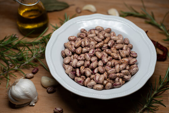 Still life of dried borlotti beans