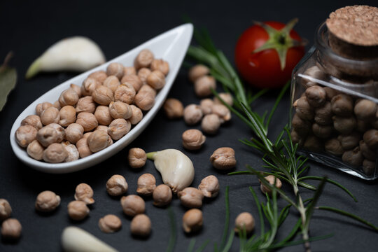 Still life of dried chickpeas