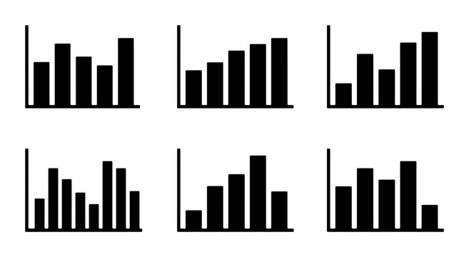 Bar Chart Icons Set, Data Visualization Graphics, Business Analytics Vector Elements, Financial Growth Charts