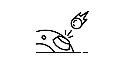 Meteorite impact on a planet's surface, space exploration concept, line art. © Soto