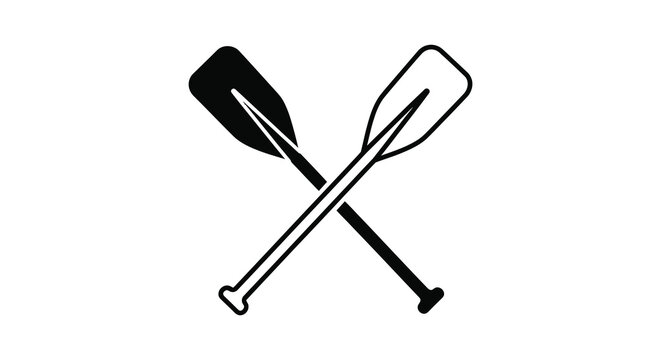 Two crossed oars in black silhouette high quality