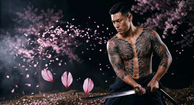 桜と刀と男