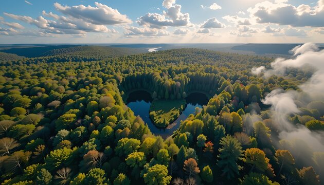 Shaped River Under Bright Blue