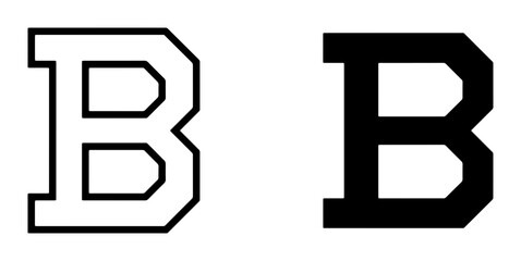 Bold Letter B Icon Set, Varsity Style Alphabet B, Black and White Outline B Graphics, Monogram B Design Elements, Clean Typography B Symbol © Sharmeen