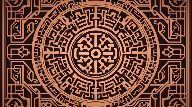 Intricate Aztec-style geometric pattern