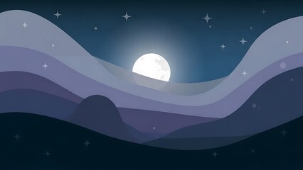 Fototapeta premium Night Landscape with Moon and Stars.