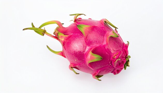 Vibrant Pink Dragon Fruit Isolated on a Clean White Background, Showcasing Exotic Tropical Produce