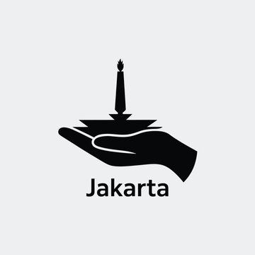 jakarta monas icon in hand