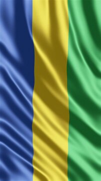 Gabon flag waving in the wind. Gabon Central Africa international relations politics geography education cultural presentations news broadcasts patriotic themes website headers and online media conten
