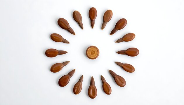 Wooden spoons arranged in circle pattern.