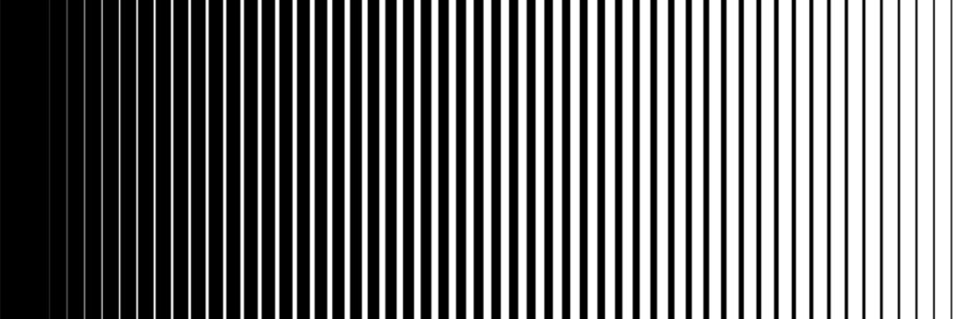 Half tone line pattern. Faded halftone black lines. Fading gradient background. Horizontal abstract geometric texture with parallel stripes. Gradient pattern. Vector illustration on white background