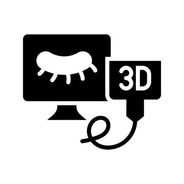 3d ultrasound icon. Healthcare and medical imaging filled symbol. Black and white.