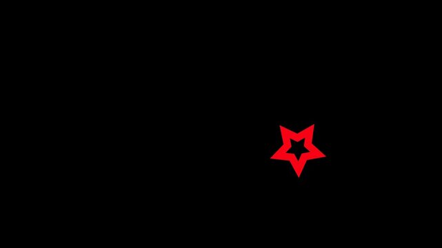 Red hollow star on black background outline symbol