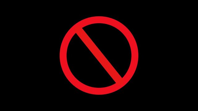 Red prohibition sign on black background forbidden